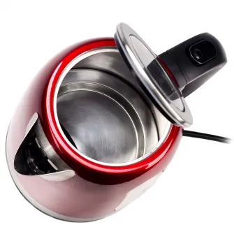 Fierbator apa Daewoo DK2400R, 2400 W, 1.7 l, indicator nivel apa, protectie supraincalzire, oprire automata, Rosu/Inox