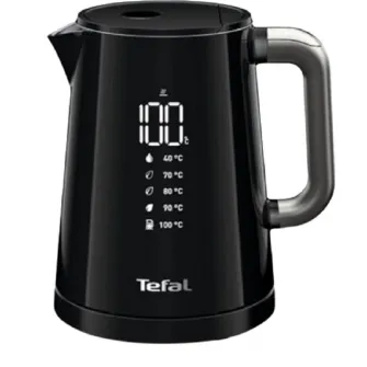 Fierbator electric TEFAL KO854830 Smart and Light 1800W, 1L, ecran digital de temperatura direct, cinci setari de temperatura, Negru