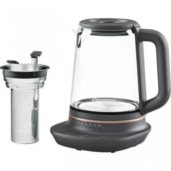 Fierbator Electrolux E7GK1-8BP, 2400W, set infuzor ceai inclus, sticla Schott, temperaturi predefinite 40-100 °C, Transparent