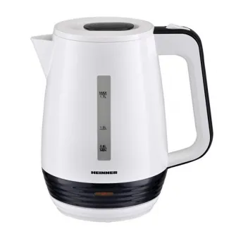 Fierbator Heinner HEK-17WH, 1.7 L, element incalzire inox, oprire automata, plastic, Negru/Alb
