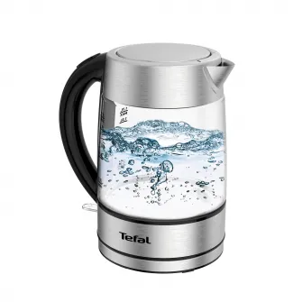Fierbator Tefal Glass KI772D38, capacitate 1.7L, putere 2200 W, indicator luminos, argintiunegru