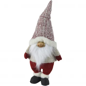 Figurina Gnom Decoris, inaltime 45 cm, 20(L)x12(l) cm, poliester, rosu/alb