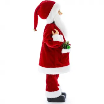 Figurina Mos Craciun Kring, 45 cm, cu cadouri si decoratiuni, Argintiu