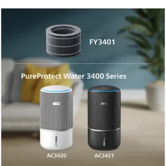 Filtru de umidificare Philips FY3401/00 seria 3400, Tehnologia NanoCloud, utilizare pana la 6 luni, sistem de filtru HEPA cu 3 straturi, compatibil cu purificatoarele si umidificatoarele de aer seria 3400 (AC342x)