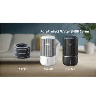 Filtru de umidificare Philips FY3401/00 seria 3400, Tehnologia NanoCloud, utilizare pana la 6 luni, sistem de filtru HEPA cu 3 straturi, compatibil cu purificatoarele si umidificatoarele de aer seria 3400 (AC342x)