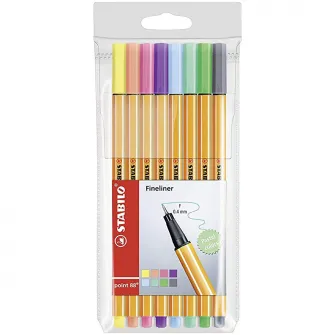 Fineliner Point 88 Stabilo 0.4 mm, set 8 culori pastelate