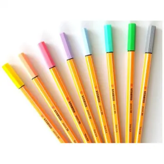 Fineliner Point 88 Stabilo 0.4 mm, set 8 culori pastelate