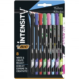 Finelinere BIC Intensity Fine, 0.4 mm, diverse culori, blister 8 bucati
