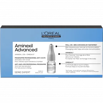 Fiole anti-cadere a parului L’Oreal Professionnel Serie Expert Aminexil Advanced, cu Aminexil si Omega 6, 10x6ml