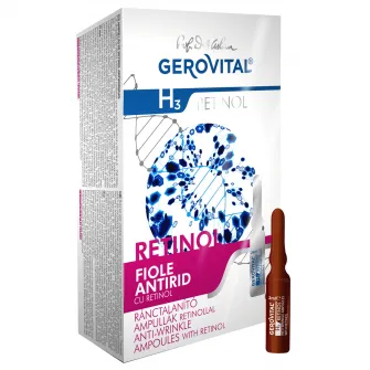 Fiole antirid Gerovital H3 cu Retinol, 10 buc x 2 ml