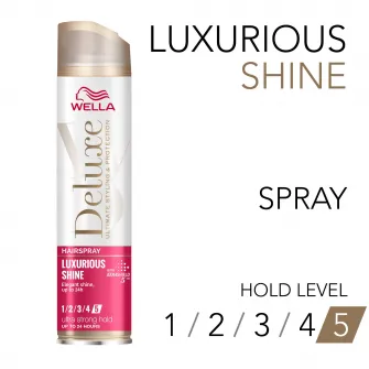 Fixativ pentru par Wella Deluxe Luxorious Shine cu fixare ultra puternica, Fixare: 5/5, 250 ml