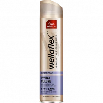 Fixativ pentru par Wellaflex 2nd Day Volume cu fixare extra puternica, Fixare: 4/5, 250 ml