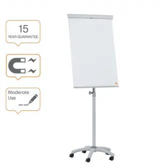 Flipchart mobil NOBO Essentials, otel lacuit, magnetic, alb