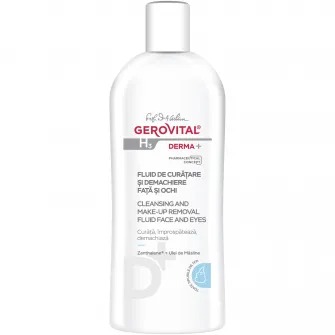 Fluid de curatare si demachiere Gerovital H3 Derma+ pentru fata si ochi, 200 ml