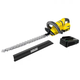 Foarfeca electrica pe acumulator pentru tuns gard viu Karcher HGE 18-50, 50 cm lungime taiere, perie pentru gard viu, contine: acumulator 18V 2.5 Ah + incarcator rapid