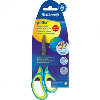 Foarfeca Pelikan Griffix, pentru dreptaci, maner din plastic, 15cm, albastru