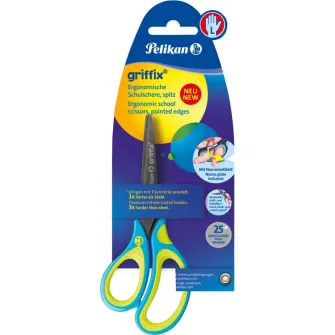 Foarfeca Pelikan Griffix, pentru stangaci, maner din plastic, 15cm, albastru