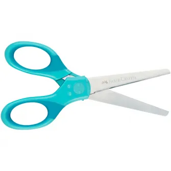 Foarfeca scolara Faber-Castell cu protectie grip, turcoaz