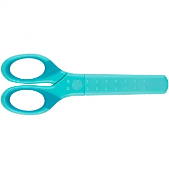 Foarfeca scolara Faber-Castell cu protectie grip, turcoaz