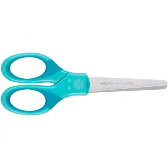 Foarfeca scolara Faber-Castell cu protectie grip, turcoaz