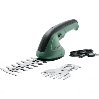 Foarfece de taiat iarba pe acumulator Bosch EasyShear 0600833303, 3.6 V, 1.5 Ah, 10/12 cm lungime cutit, cablu microUSB, cutie carton, cutit iarba 10 cm, cutit iarba 12 cm