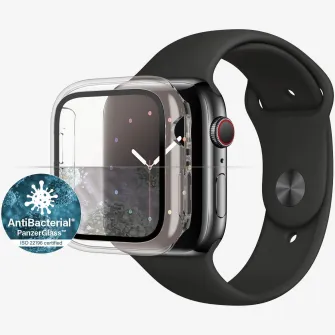 Folie de protectie PanzerGlass 3643 din sticla pentru Apple watch 4/5/6/SE, 44mm, Transparenta / Rama Neagra