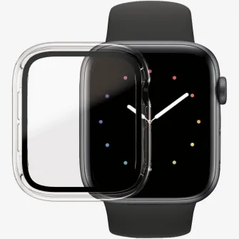 Folie de protectie PanzerGlass 3643 din sticla pentru Apple watch 4/5/6/SE, 44mm, Transparenta / Rama Neagra