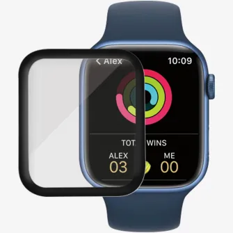 Folie de sticla PanzerGlass pentru Apple Watch Series 7, 45mm, Transparenta / Rama Neagra