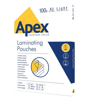 Folie laminare, A3, 80 microni, 100 bucati/set, APEX
