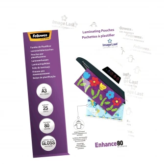 Folie laminare A3, 80 microni, 25 bucati/set, Fellowes