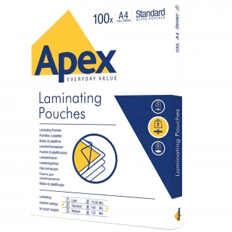 Folie laminare, A4, 100 microni, 100 bucati/set, APEX