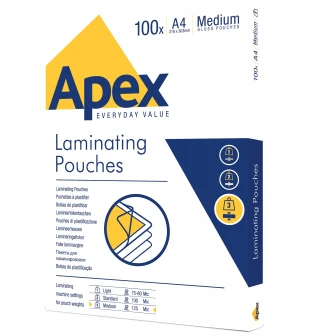 Folie laminare, A4, 125 microni, 100 bucati/set, APEX