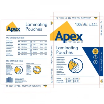 Folie laminare, A4, 80 microni, 100 bucati/set, APEX