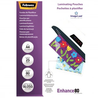 Folie laminare A4, 80 microni, 25 bucati/set, Fellowes