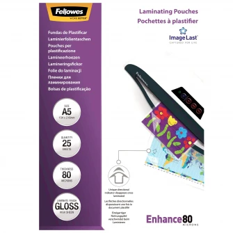 Folie laminare A5, 80 microni, 25 bucati/set, Fellowes