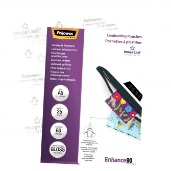 Folie laminare A5, 80 microni, 25 bucati/set, Fellowes