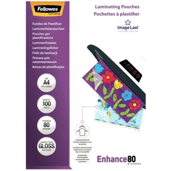 Folie laminare Fellowes A4, 80 microni, 100 buc/top
