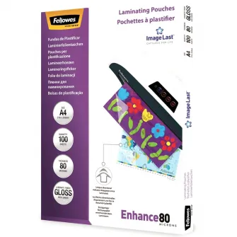 Folie laminare Fellowes A4, 80 microni, 100 buc/top