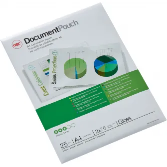 Folie laminare GBC, la cald, A4, 75 mic, 25 buc/set