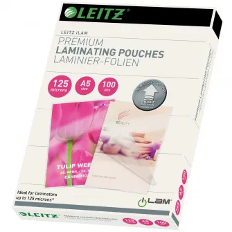 Folie laminare Leitz UDT, la cald, A5, 125 mic, 100 buc/ set