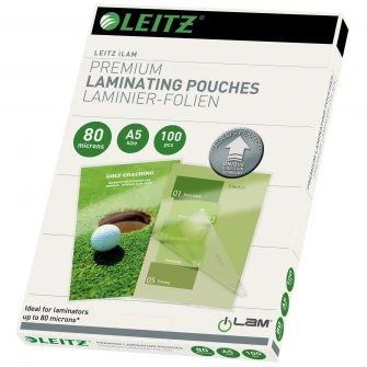 Folie laminare Leitz UDT, la cald, A5, 80 mic, 100 buc/set