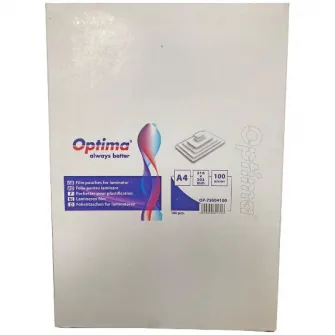 Folie pentru laminare, A4 (216 x 303 mm), 100 microni 100buc/top Optima