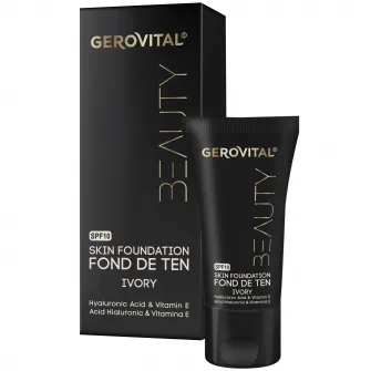 Fond de ten Gerovital Beauty cu Acid Hialuronic si Vitamina E, SPF10, Ivory, 30 ml