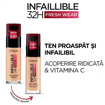 Fond de ten rezistent la transfer LOreal Paris Infaillible 32H Fresh Wear 130 True Beige, 30 ml