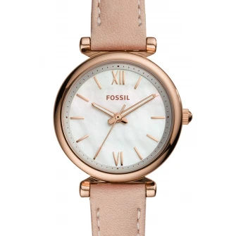 Fossil, Аналоговые часы с кожаным ремешком, Персиково-розовый