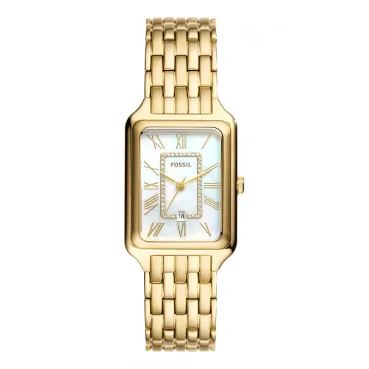 Fossil, Ceas de otel inoxidabil cu cadran Mother of Pearl, Auriu