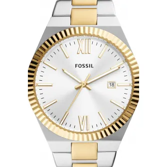 Fossil, Ceas quartz cu design bicolor, Argintiu, Auriu