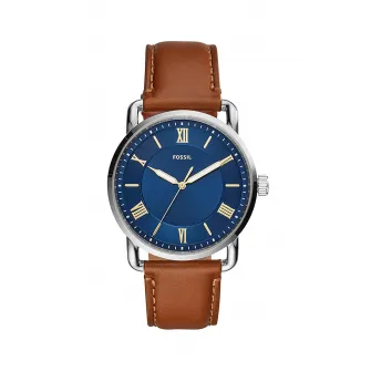 Fossil, Круглые часы с кожаным ремешком, Коричневый