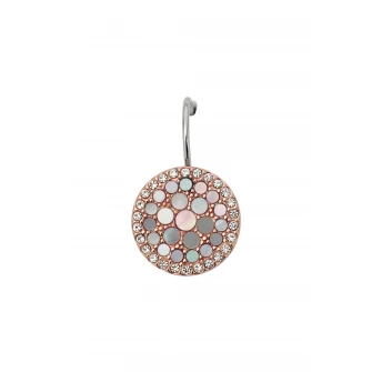 Fossil Cercei auriu rose rotunzi cu mother of pearl si tortita