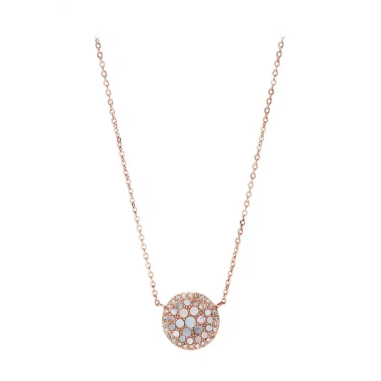 Fossil Colier auriu rose cu pandantiv rotund
